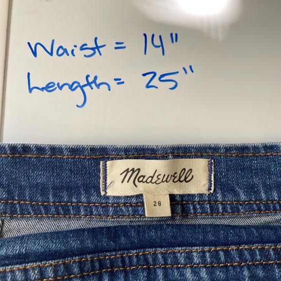 Madewell Denim Mid length Skirt. Front Slit with angle buttons -Sz 28 - Picture 15 of 15